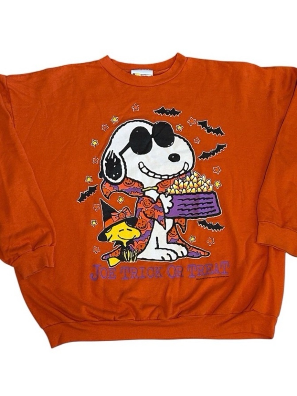 Vintage Peanuts Snoopy Joe Cool Trick Or Treat Halloween Sweatshirt Mens size XL - Picture 12 of 13